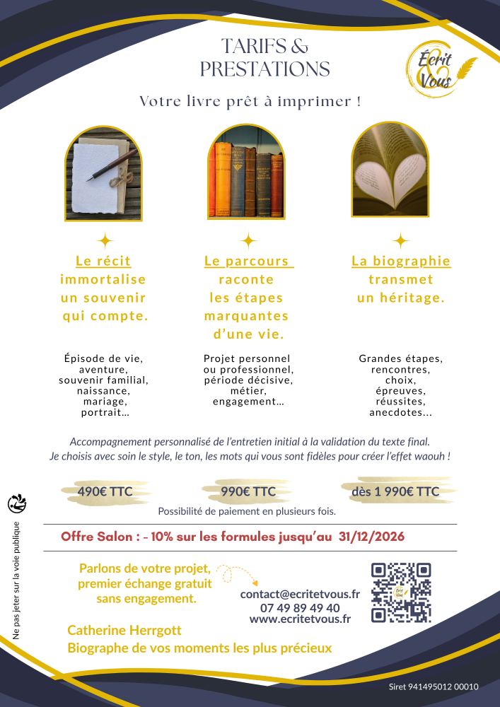 Tarifs biographies