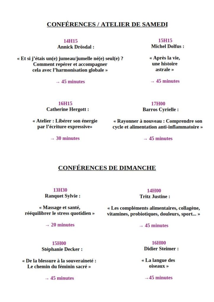 Conférences Mai