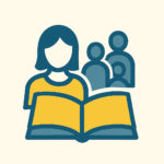 Un pictogramme d'un groupe au dessus d'un livre ouvert